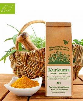 Bio Gewürz Kurkuma (Gelbwurz), gemahlen, 40g Bio Gewürz Kurkuma (Gelbwurz), gemahlen, 40g