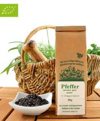 Bio Gewürz Pfeffer, schwarz, ganz, scharf, 50g Bio Gewürz Pfeffer, schwarz, ganz, scharf, 50g