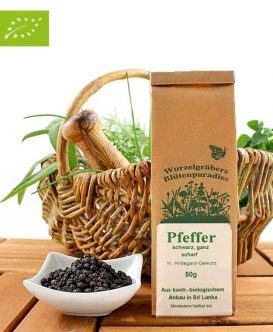 Bio Gewürz Pfeffer, schwarz, ganz, scharf, 50g Bio Gewürz Pfeffer, schwarz, ganz, scharf, 50g