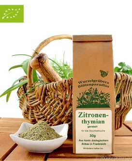 Bio Zitronenthymian, gerebelt, Wurdies, Kräuter, 30g Bio Zitronenthymian, gerebelt, Wurdies, Kräuter, 30g