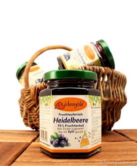 Fruchtaufstrich Heidelbeere mit Xylit gesüßt (Birkengold) Fruchtaufstrich Heidelbeere mit Xylit gesüßt (Birkengold)