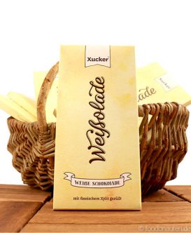 Weisse Schockolade mit finischem Xylit gesüßt. (Xucker) Weisse Schockolade mit finischem Xylit