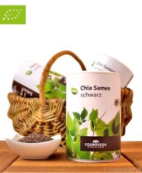Bio Chia Samen (Schwarze Chiasamen), in der 250g Dose, Cosmoveda Bio Chia Samen (Schwarze Chiasamen), in der 250g Dose, Cosmoveda