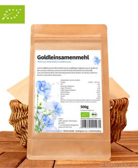 Bio Gold-Leinsamenmehl (Fettreduziertes Mehl aus Goldleinsaat), 500g, Foodonauten Bio Gold-Leinsamenmehl (Fettreduziertes Mehl aus Goldleinsaat), 500g, Foodonauten