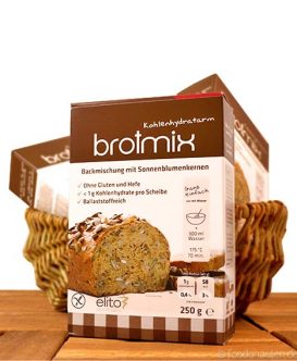 Low Carb Brotbackmischung mit Sonnenblumenkernen (glutenfrei, sojafrei) Elito Health Science, 250g Low Carb Brotbackmischung mit Sonnenblumenkernen (glutenfrei, sojafrei) Elito Health Science, 250g