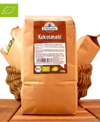 Bio Kokosmehl (Entölt und Glutenfrei), Erdschalbe, 700g Bio Kokosmehl (Entölt und Glutenfrei), Erdschalbe, 700g