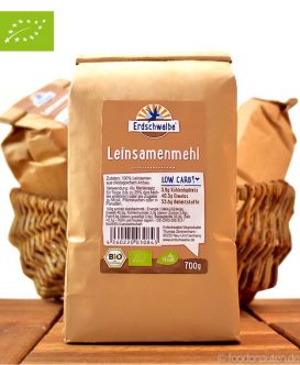 Bio Leinsamenmehl, entölt (Low Carb Mehlersatz), Erdschwalbe, 700g Bio Leinsamenmehl, entölt (Low Carb Mehlersatz), Erdschwalbe, 700g