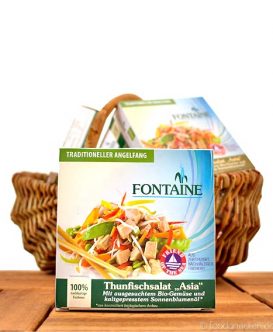 Thunfischsalat "Asia" (Bio Gemüse und kaltgepresstes Sonnenblumenöl), 200g, Fontaine Thunfischsalat "Asia" (Bio Gemüse und kaltgepresstes Sonnenblumenöl), 200g, Fontaine
