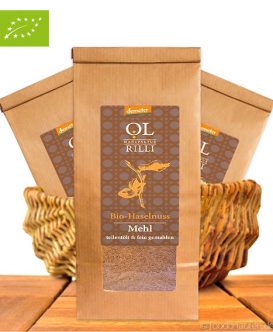 Bio Haselnussmehl, Teilentölt & Kalt Vermahlen, Demeter-Qualität, Ölmanufaktur Rilli, 500g Bio Haselnussmehl, Teilentölt & Kalt Vermahlen, Demeter-Qualität, Ölmanufaktur Rilli, 500g