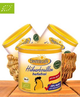 Bio Hühnerbrühe, Ohne Hefeextrakt, Hoher Fleischanteil, 120g, Erntesegen Bio Hühnerbrühe, Ohne Hefeextrakt, Hoher Fleischanteil, 120g, Erntesegen