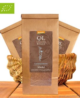 Bio Leinsamenmehl (braun), Teilentölt & Kalt Vermahlen, Demeter-Qualität, 500g, Ölmanufaktur Rilli Bio Leinsamenmehl (braun), Teilentölt & Kalt Vermahlen, Demeter-Qualität, 500g, Ölmanufaktur Rilli