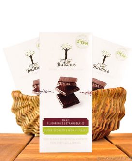 Balance Stevia Schokolade (Blaubeere Erdbeere), mit Stevia gesüßt, 85g Balance Stevia Schokolade (Blaubeere Erdbeere), mit Stevia gesüßt, 85g