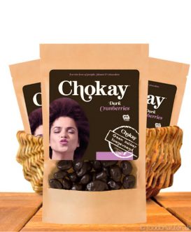 Chokay - Dunkle Schoko Cranberries ohne Zuckerzusatz mit Stevia, 110g Chokay - Dunkle Schoko Cranberries ohne Zuckerzusatz mit Stevia, 110g