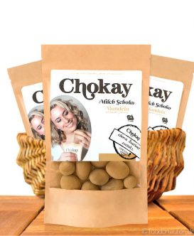 Chokay, Milch-Schoko-Mandeln mit Zimt ohne Zuckerzusatz, 110g Chokay, Milch-Schoko-Mandeln mit Zimt ohne Zuckerzusatz, 110g