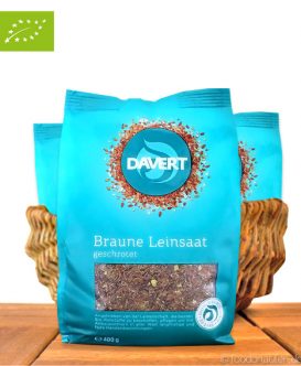 Bio Leinsaat, Braun, Geschrotet, 400g, Davert Bio Leinsaat, Braun, Geschrotet, 400g, Davert