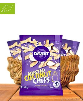 Roasted Coconut Chips, Sweet & Salty, Bio-Qualität, 40g, Davert Roasted Coconut Chips, Sweet & Salty, Bio-Qualität, 40g, Davert
